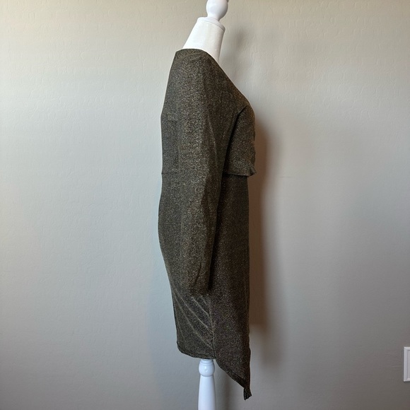 SHEIN Gold Metallic Faux Wrap Dress - Picture 6 of 9